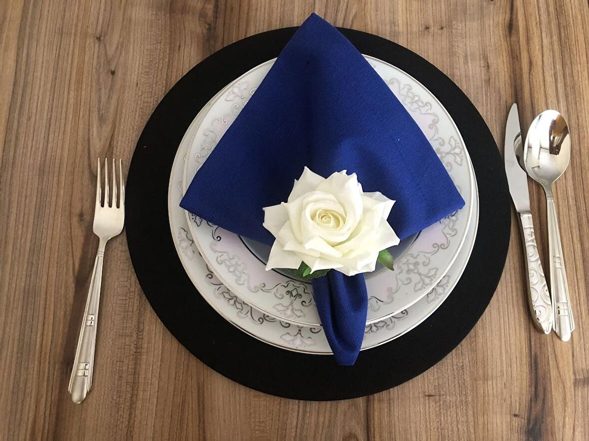 SAKS MAVİ KUMAŞ PEÇETE (6 ADET ) (40X40 CM)