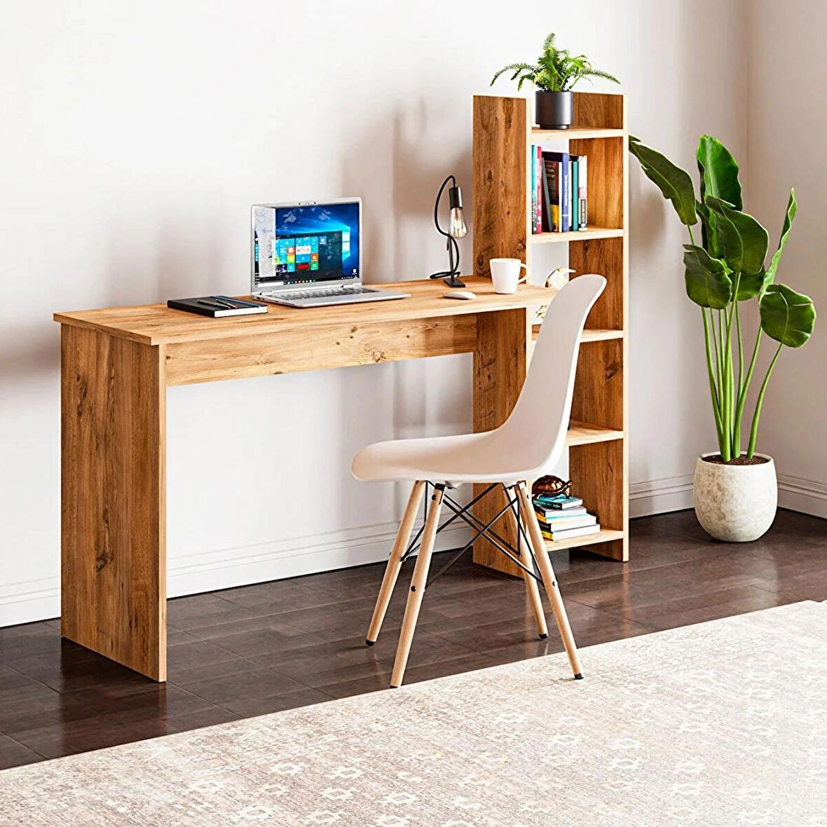 Reyo Kitaplıklı Fonksiyonel Çalışma Masası MS2 Çam