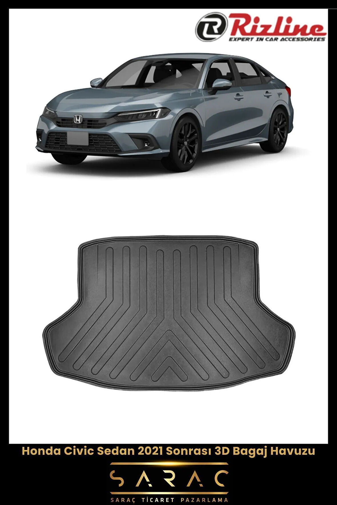 Rizline Honda Civic Sedan 2023 Model 3D Bagaj Havuzu