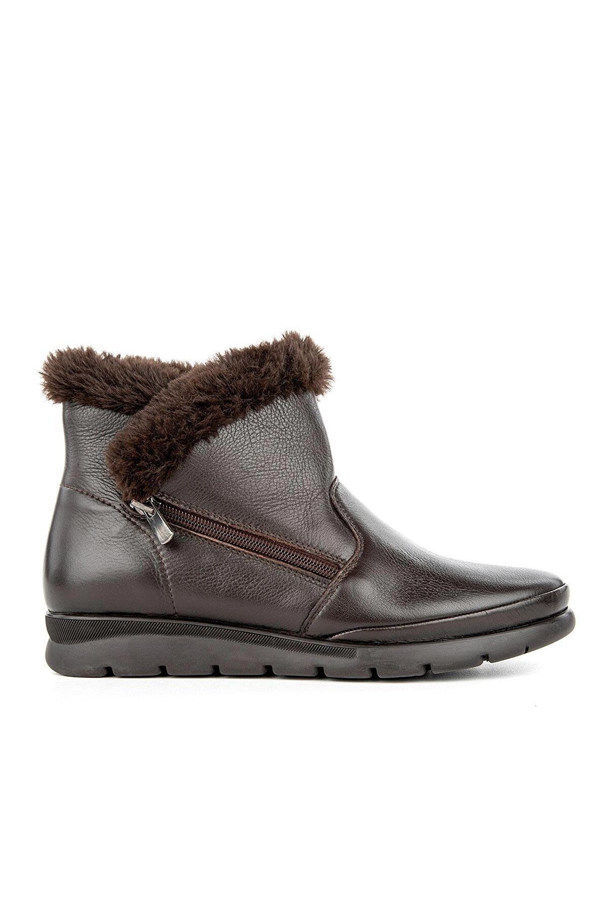 Yeti 6 Nokta Anatomik Taban Fermuarlı Hakiki Deri Kadın Bot