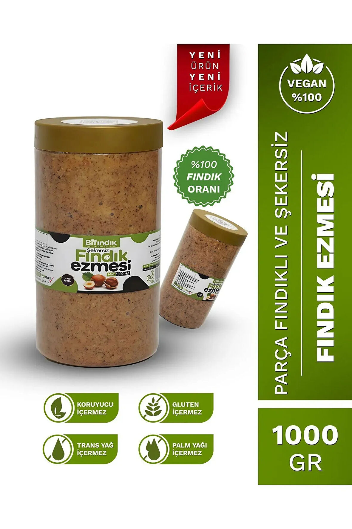 DOĞAL ŞEKERSİZ FINDIK EZMESİ DİYABETİK ÜRÜN 1KG KATKISIZ VEGAN GLUTENSİZ SÜRÜLEBİLİR %100 FINDIKLI