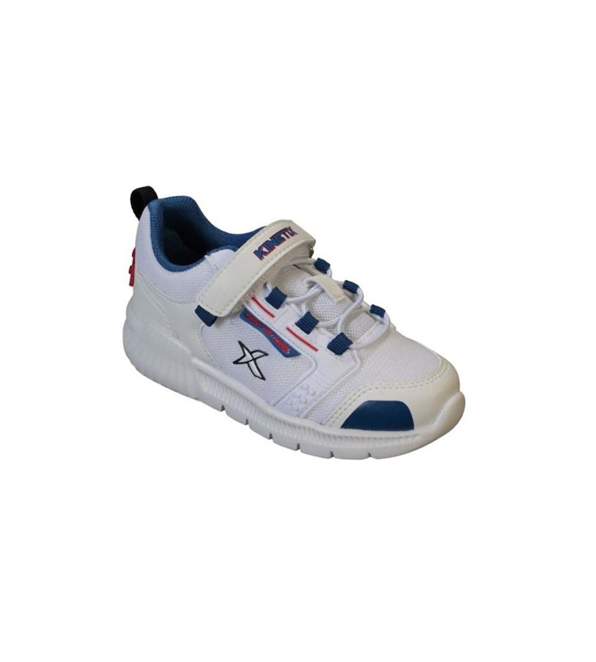 KİNETİX Erkek Çocuk Beyaz Lacivert Çırtlı Rahat Hafif Comfort Taban Sneacer Spor Ayakkabı