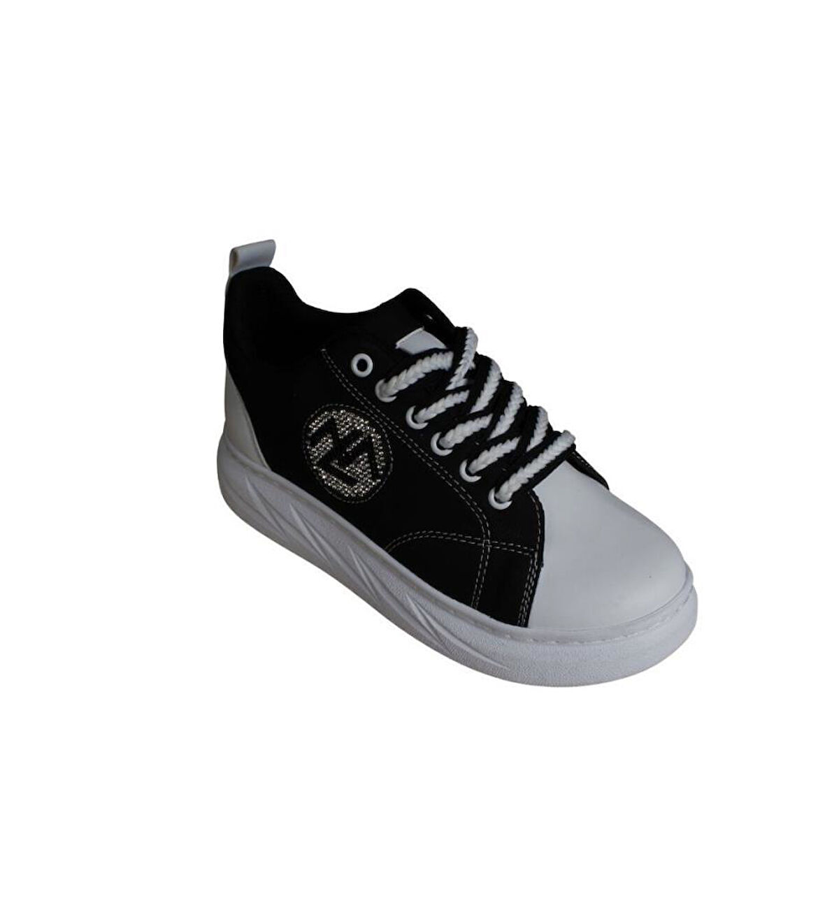 YAZKIŞ Kadın Siyah Keten Yanı Taşlı Klaın Taban Fashıon Günlük Spor Ayakkabı