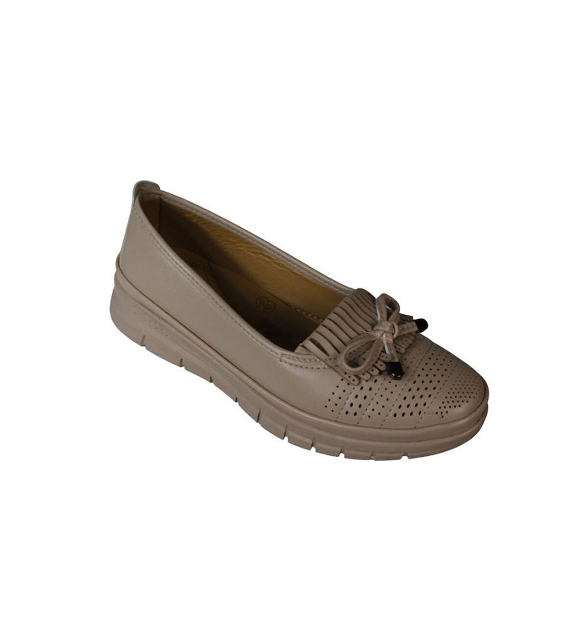 YAZKIŞ Kadın Siyah Krem Cilt Comfort Taban Üzeri Tokalı Babet