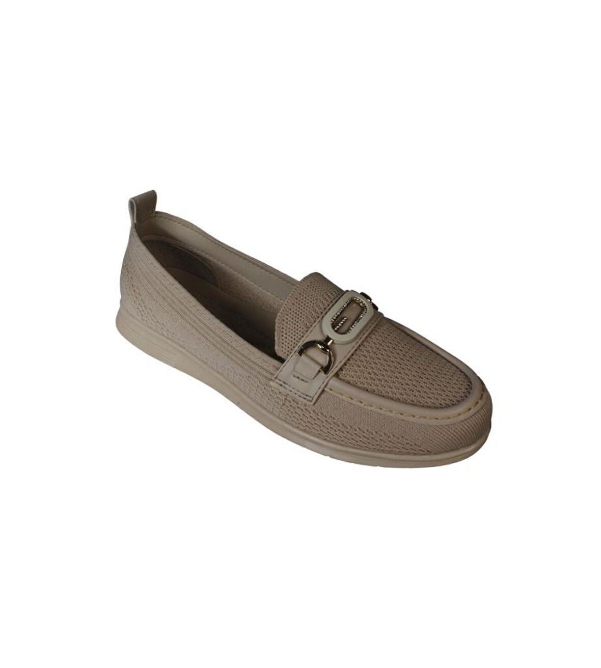 YAZKIŞ Kadın Siyah Ten Triko Üzeri Oval Taşlı Oxford Babet Ayakkabı