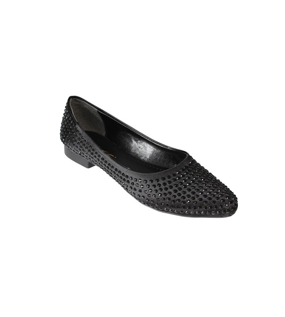 YAZKIŞ Kadın Gümüş Siyah Düz Taşlı Babet