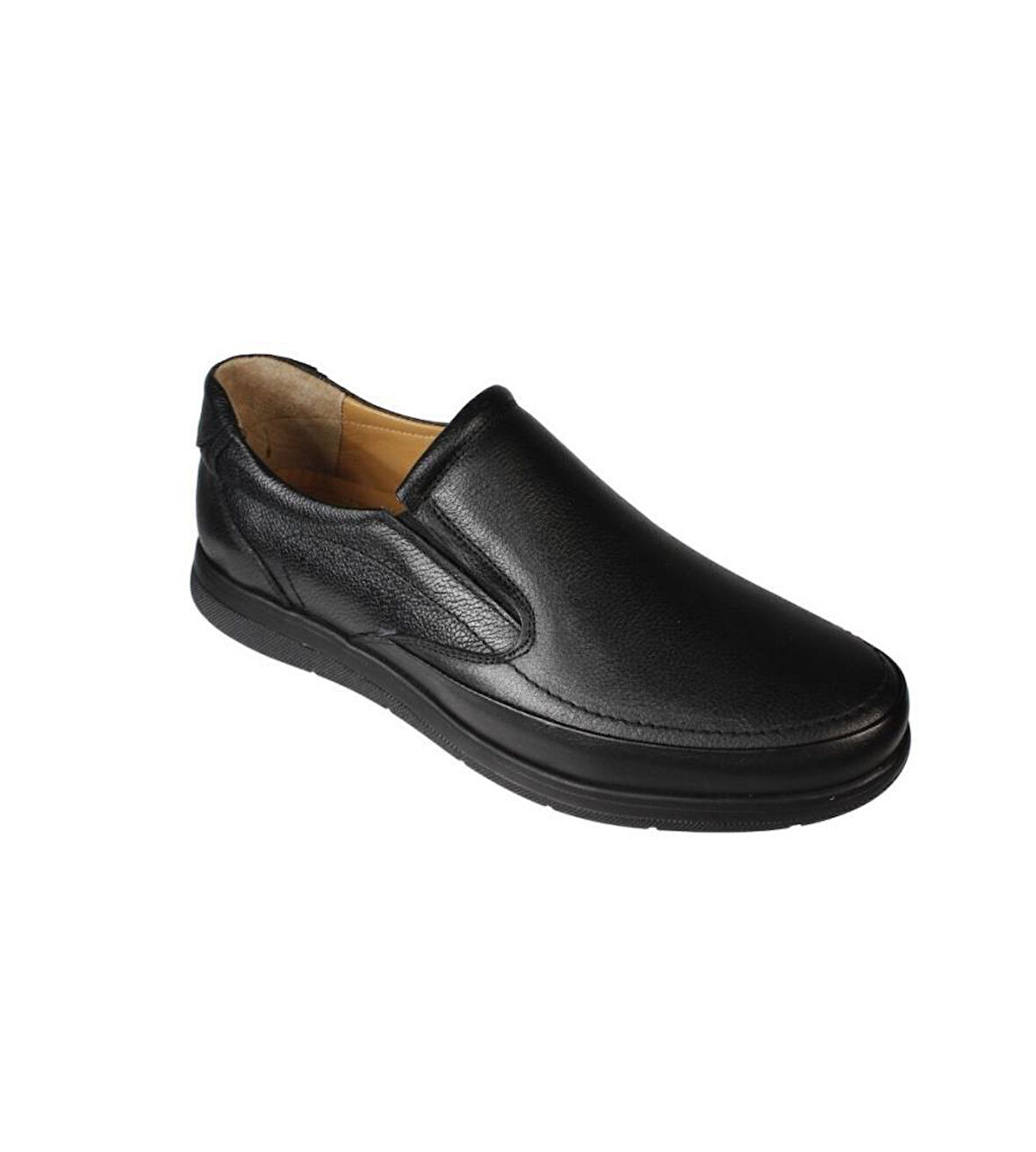 YAZKIŞ Erkek Siyah Cilt Bağcıksız İç Ve Dış Hakiki Deri Comfort Taban