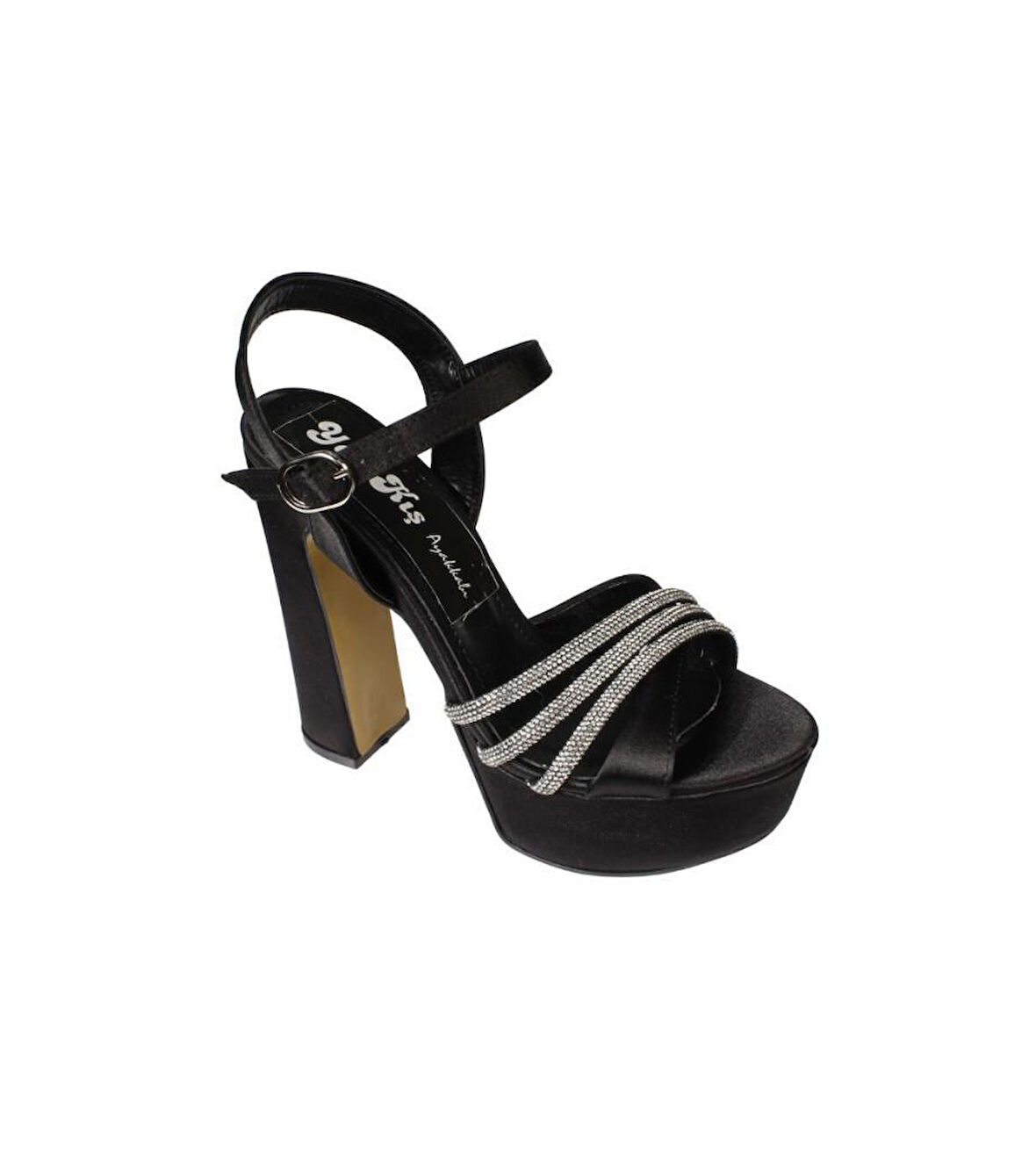 YAZKIŞ Kadın Siyah 14cm Kalın Topuk 4cm pltform Üzeri Taşlı Fantazi Ayakkabı
