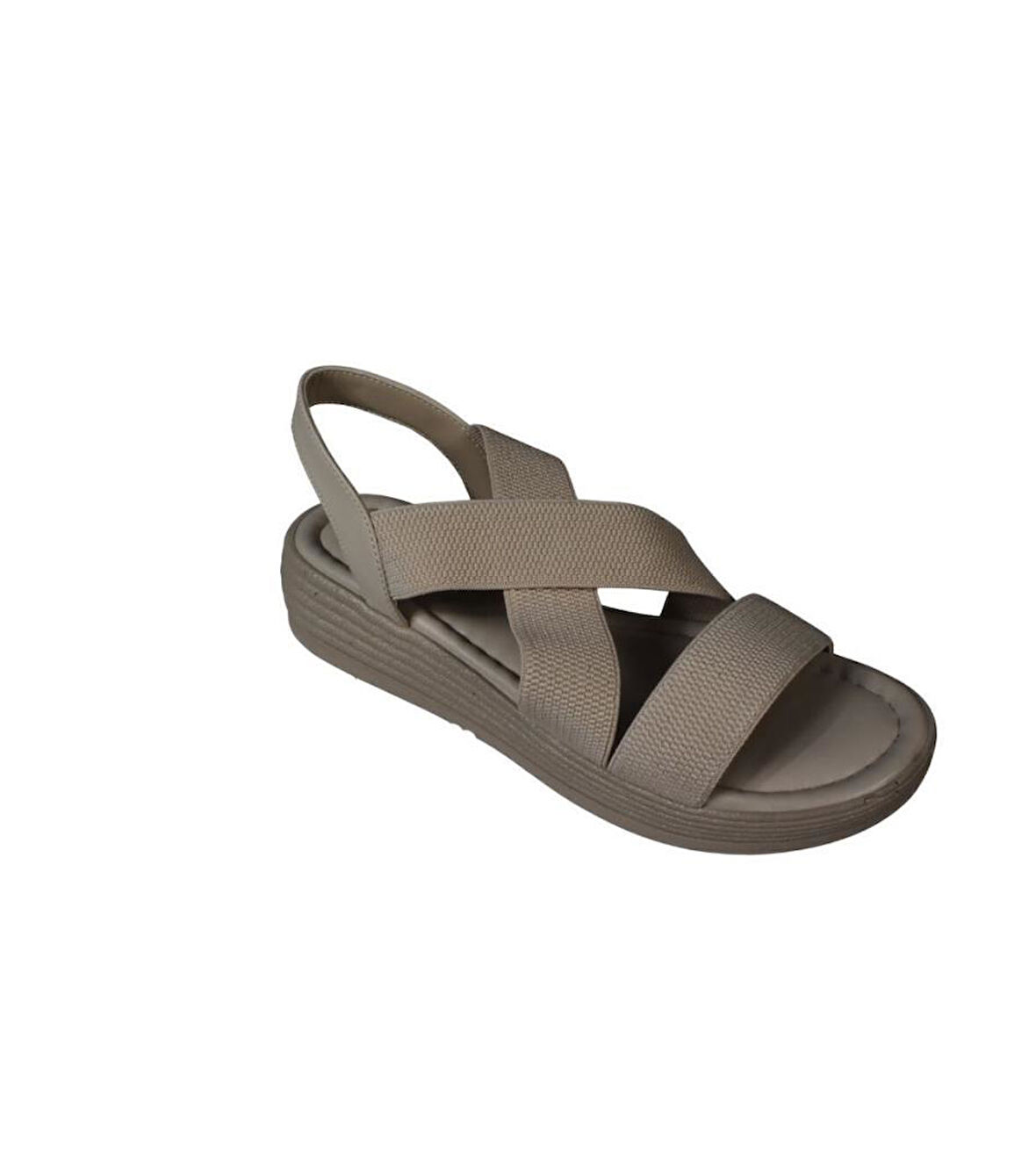 YAZKIŞ Kadın Siyah Ten Çapraz Lastik Bantlı 4cm Rahat Taban Sandalet