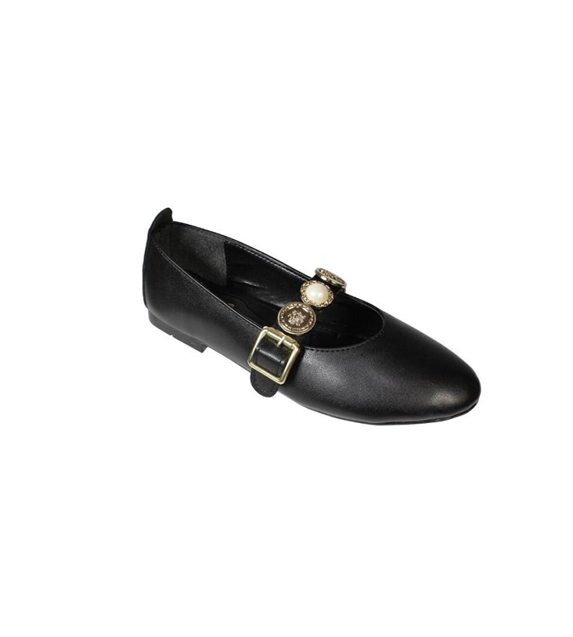 YAZKIŞ Kadın Siyah Ten Cilt Üzeri Para Baskılı Atkılı Babet