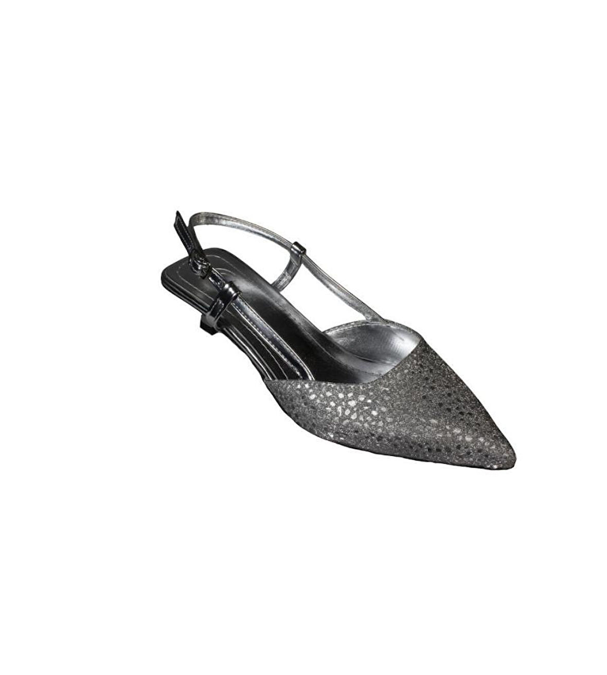 YAZKIŞ Kadın Gümüş Altın Petek Parlak Kumaş 3cm fındık Ökçe Topuk Abiye Ayakkabı