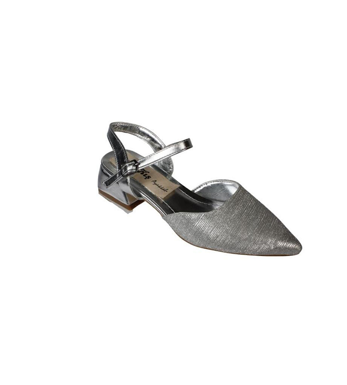 YAZKIŞ Kadın Altın Gümüş Simli 4cm Kısa Kalın Topuklu Abiye Ayakkabı