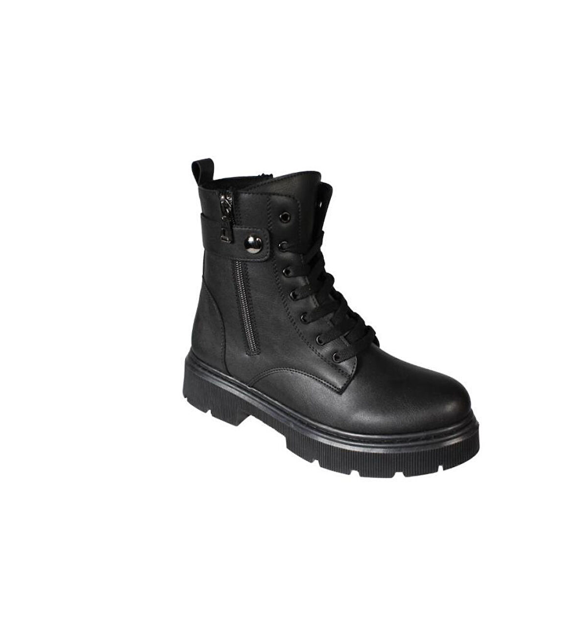 YAZKIŞ Kadın Siyah Ten Cilt Yandan Fermuarlı 15cm Bilek Boyu 4cm Kalın Taban Termo Taban Postal Bot