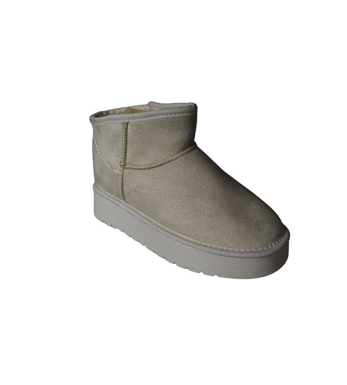 YAZKIŞ Kadın Deve Tüyü Krem İçi Yünlü Bilekten Kalın Taban Mini Bot