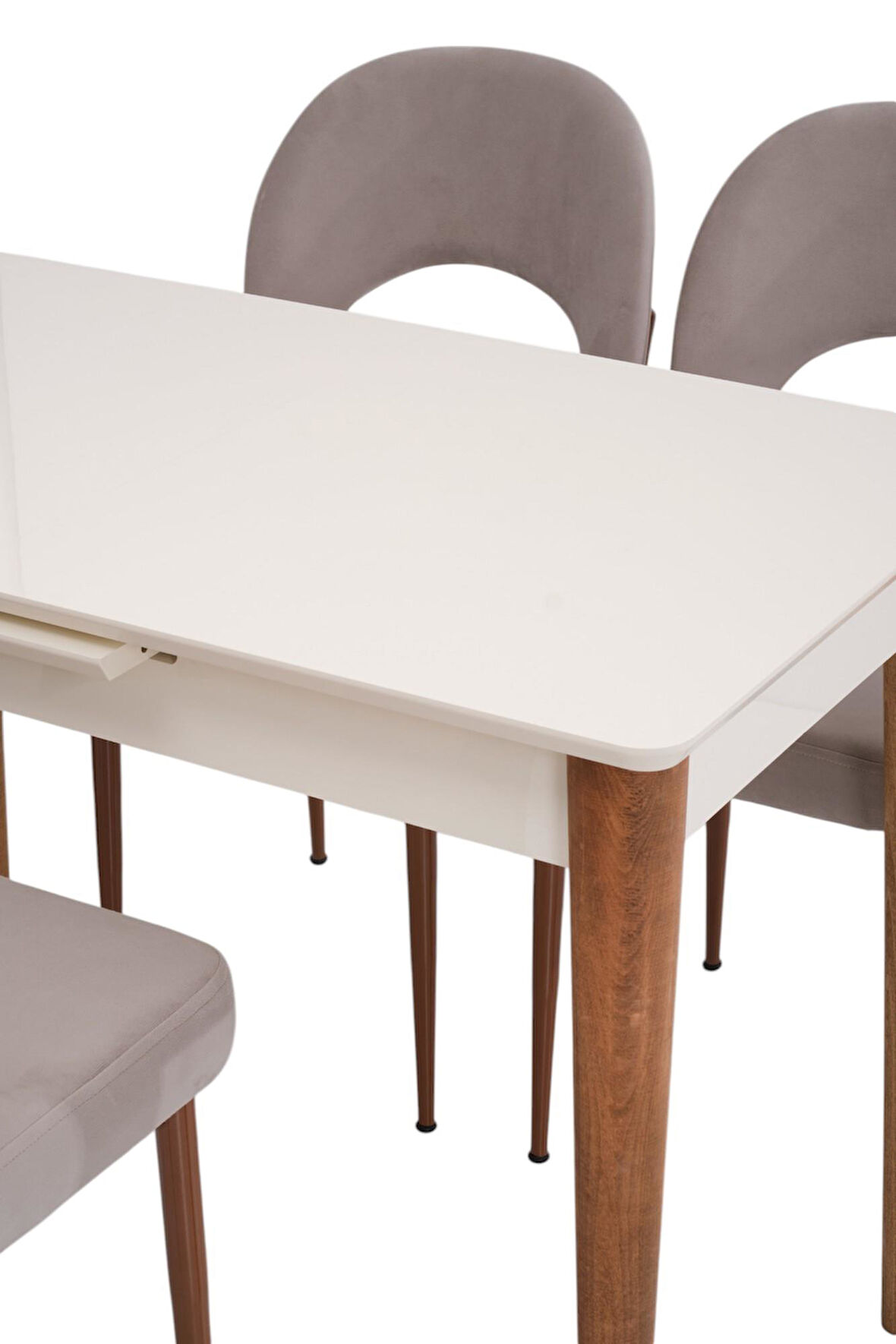 Melisa Hilal Lak Panel Açılır Mutfak Masa Sandalye Takımı 60x100