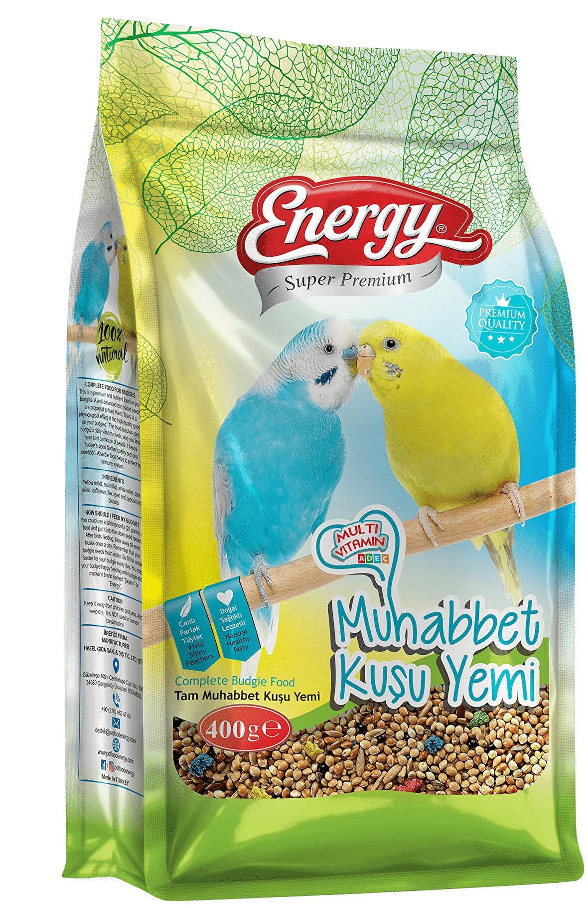 Pet Food Energy Super Premium Muhabbet Kuşu Yemi-400 Gram-6 Adet