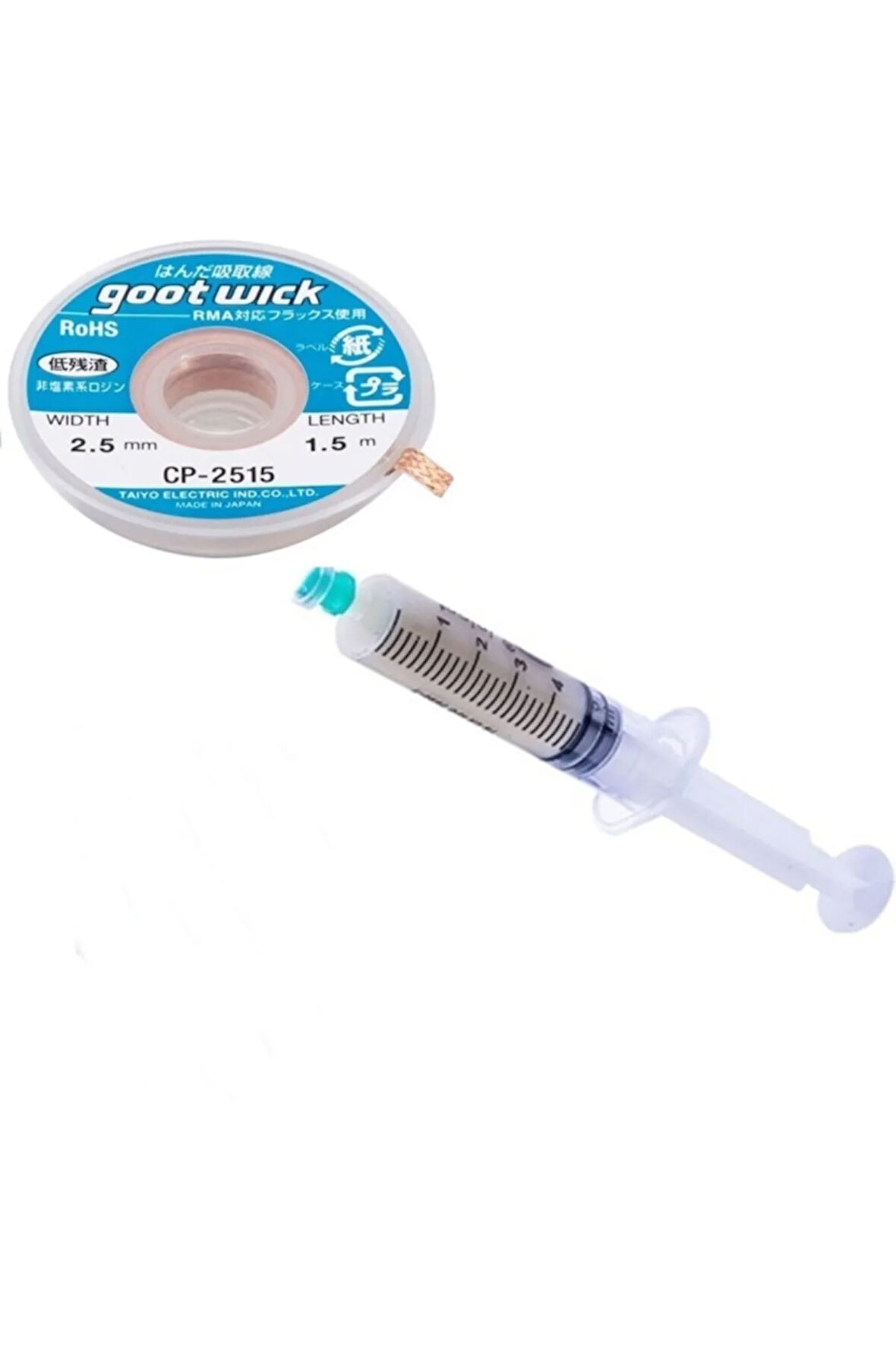 Flux Lehim Toplama Seti Goot Wick Cp-2515 Lehim Sökme Teli 2.5mm 1 5metre
