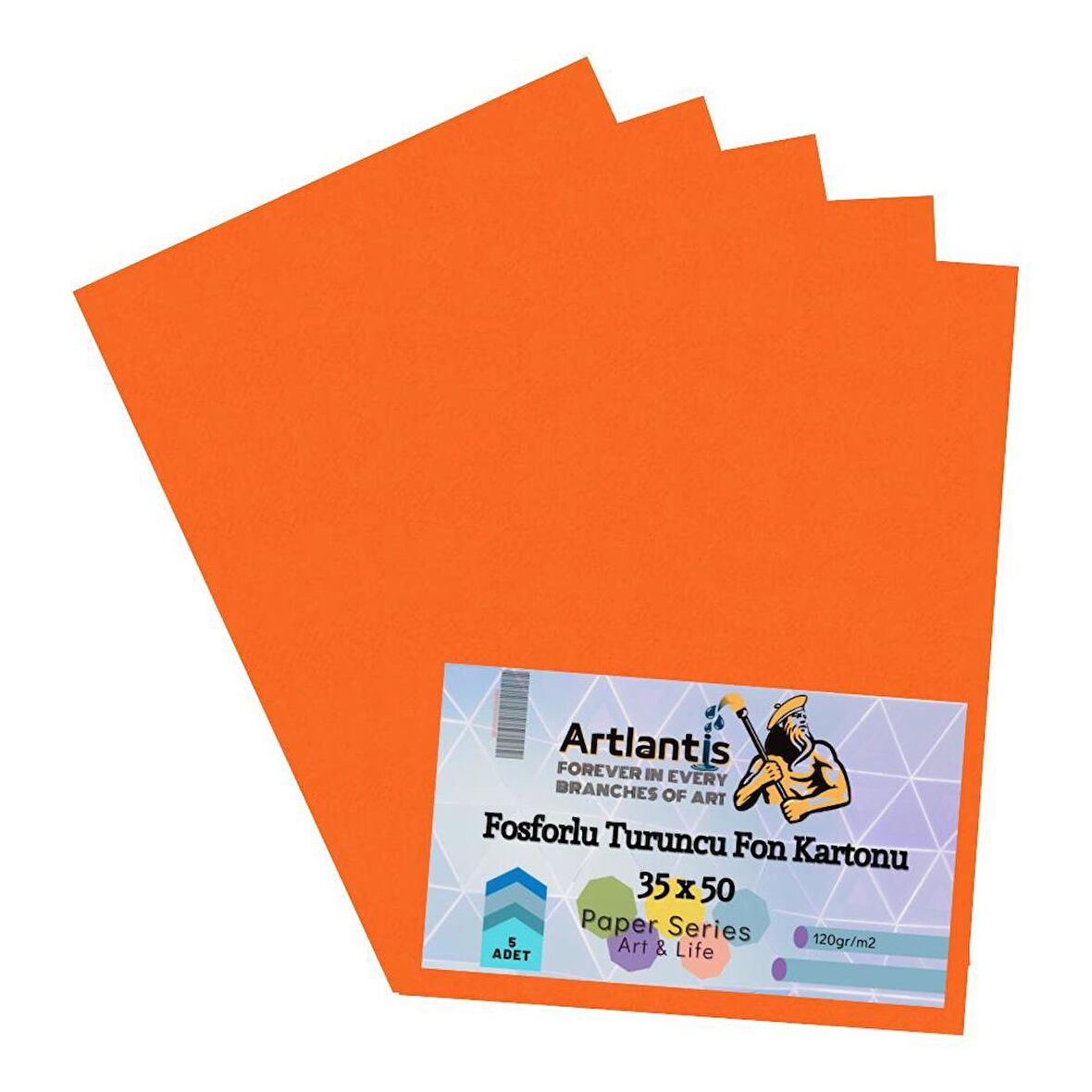 Fon Kartonu Fosforlu Turuncu 35x50 5 Adet Artlantis Fosforlu Fon Kartonu Turuncu 35*50 5 Adet