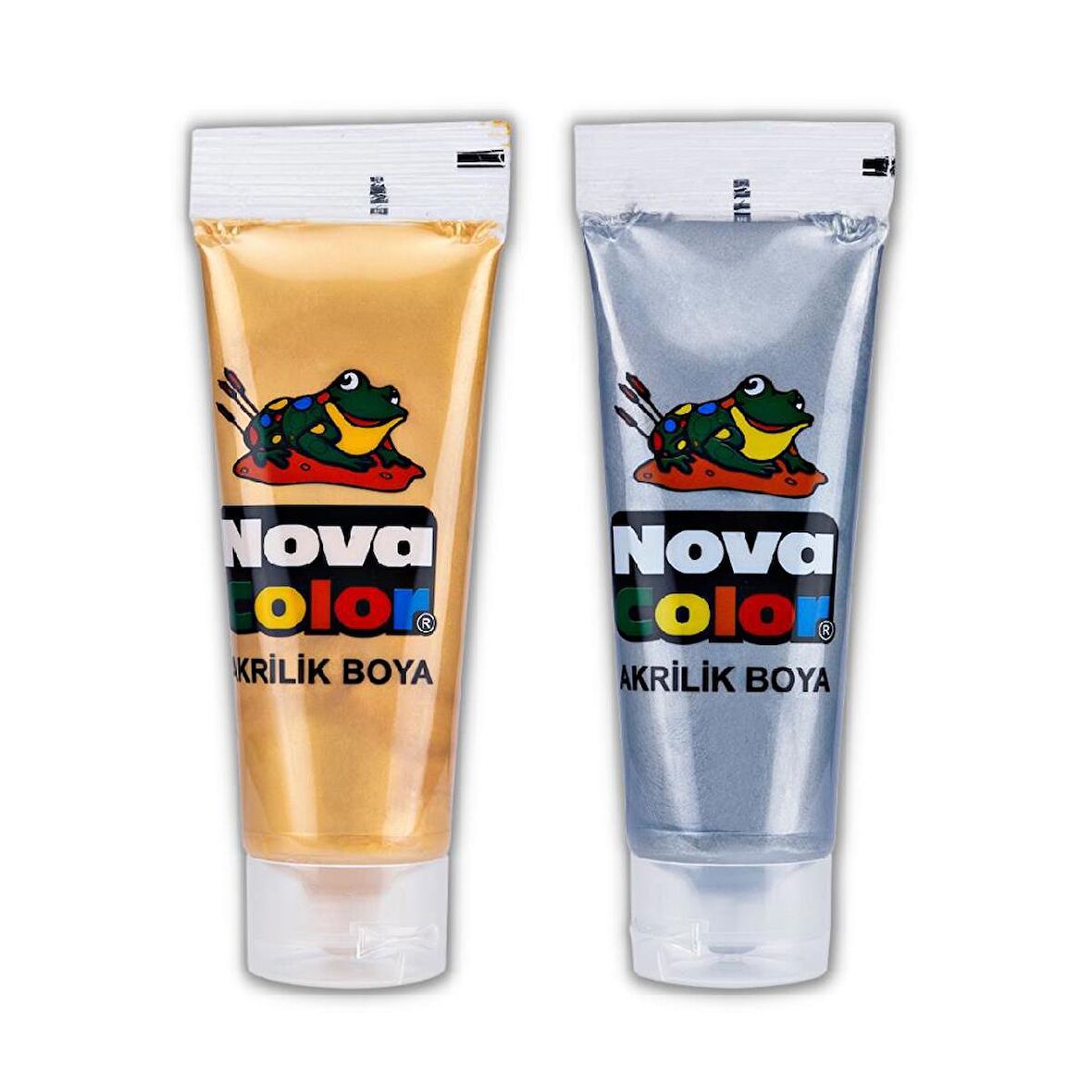 Akrilik Boya Simli Gümüş Gri ve Simli Altın Sarısı 75 Ml Tüp 2 Adet 