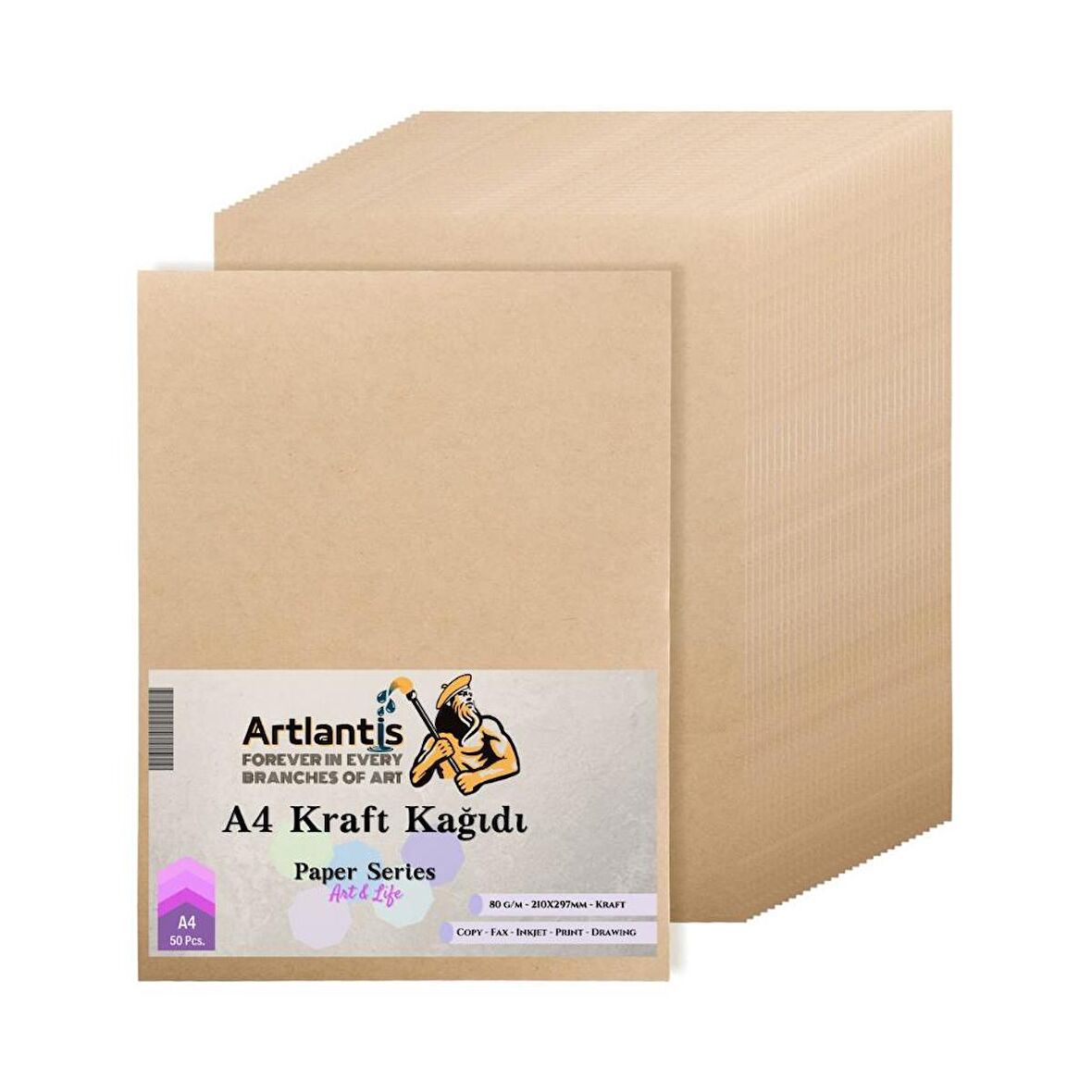 A4 Kraft Kağıt 80 Gr 50 Adet Artlantis Kraft Saman Kağıt 50 Adet