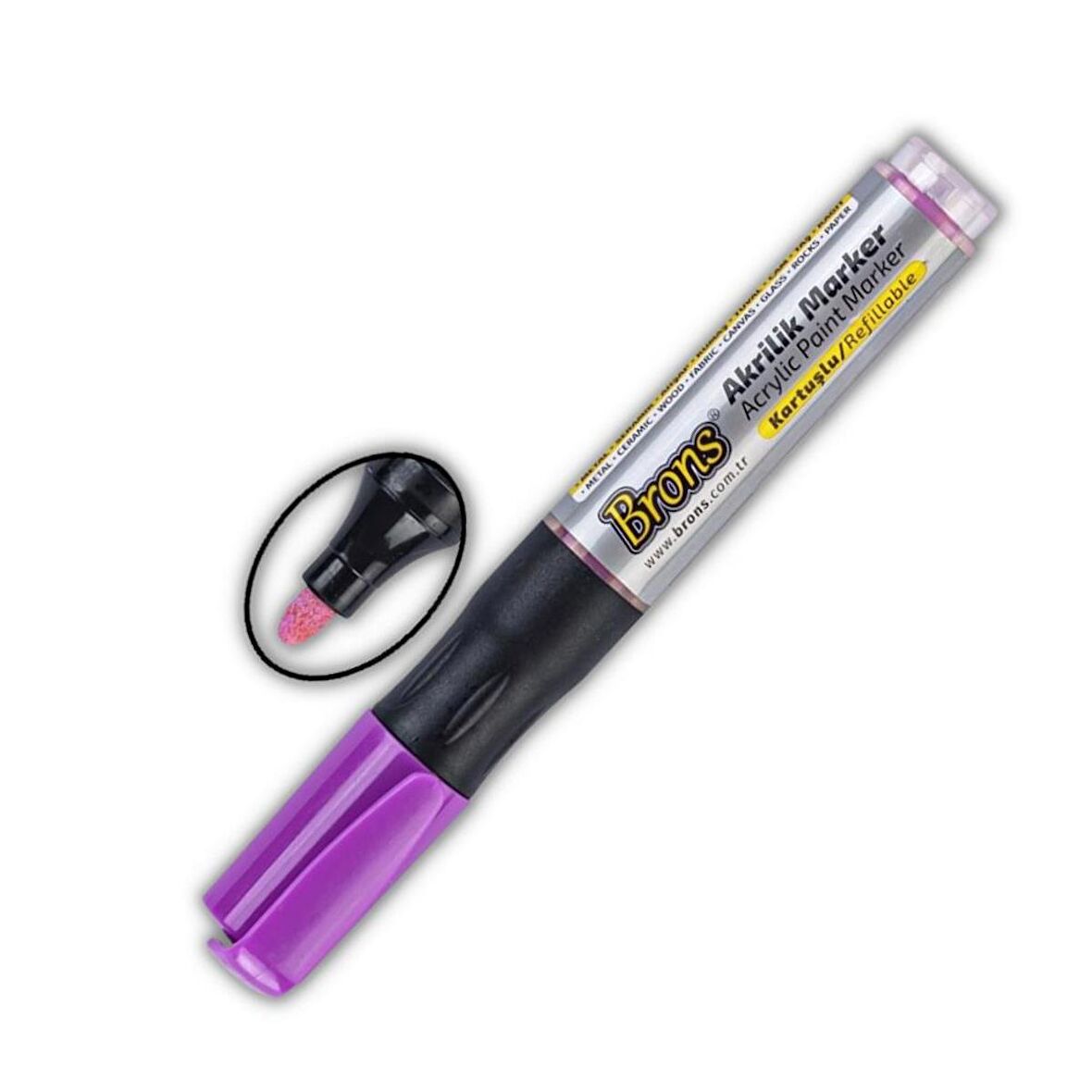 Akrilik Marker Yuvarlak Uç 1 Adet Brons Akrilik Markör Metal Seramik Ahşap Kumaş tuval cam taş