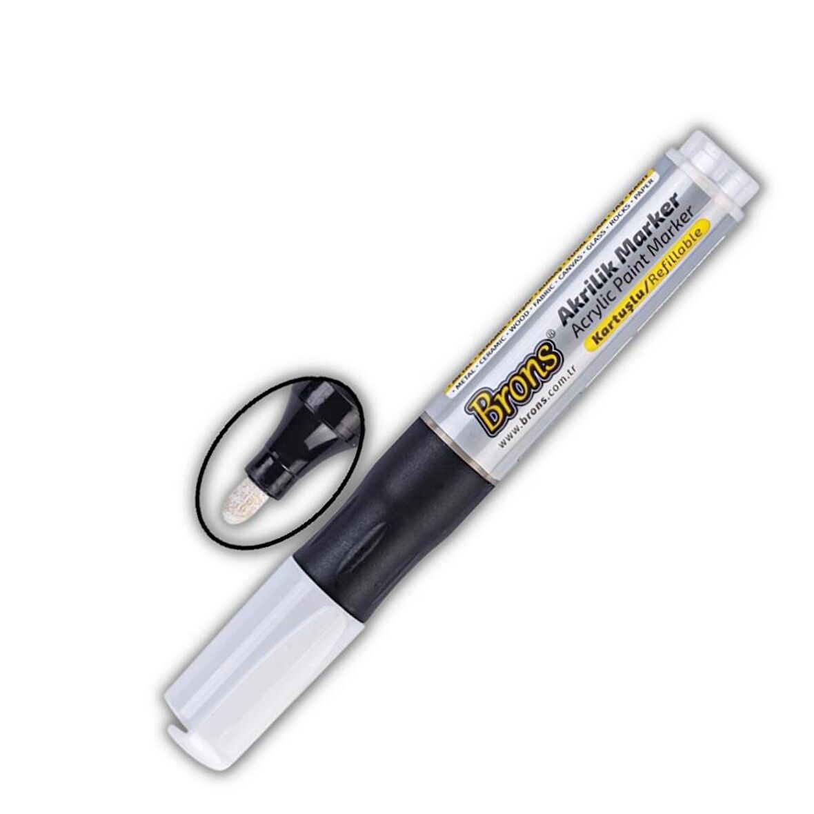 Akrilik Marker Yuvarlak Uç 1 Adet Brons Akrilik Markör Metal Seramik Ahşap Kumaş tuval cam taş