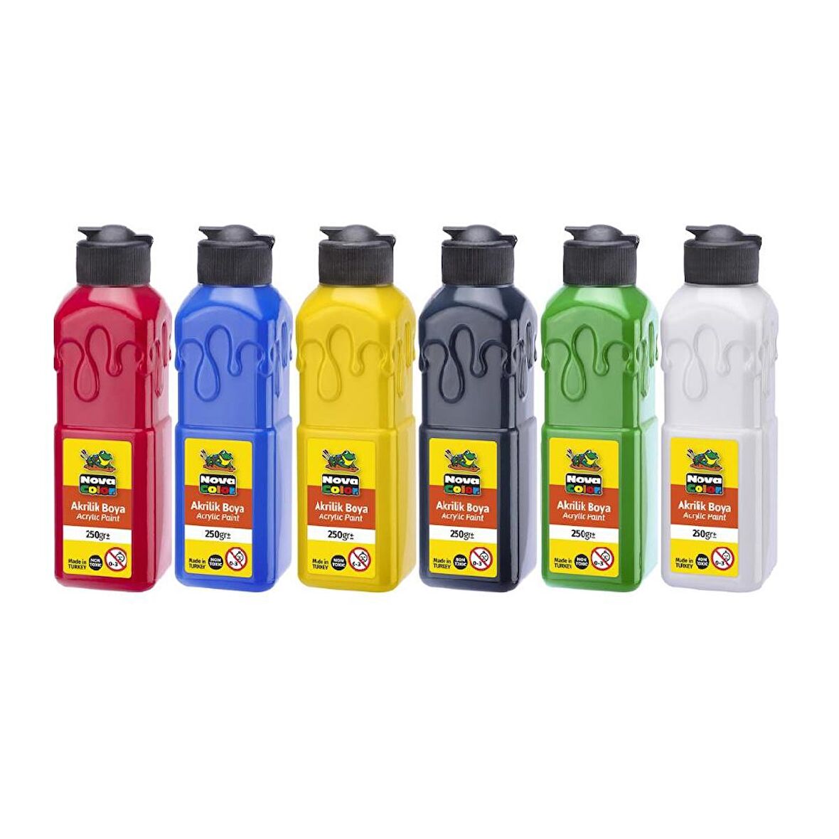 Akrilik Boya 250 Ml 6 Ana Renk 1 Paket Nova Color Akrilik Boyalar 250 Ml 6 lı