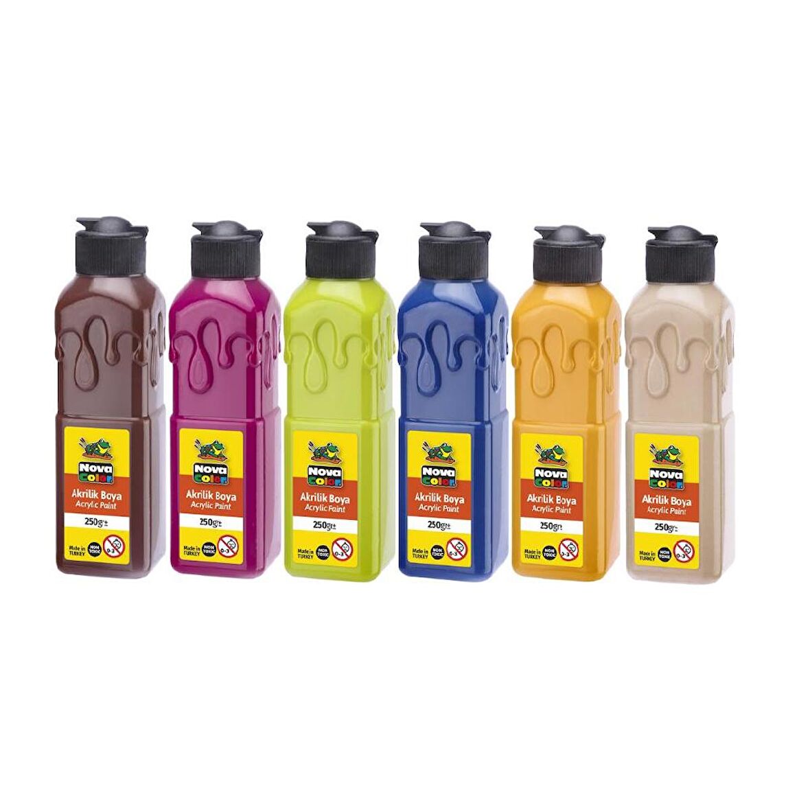 Akrilik Boya 250 Ml 6 Ara Renk 1 Paket Nova Color Akrilik Boyalar 250 Ml 6 lı