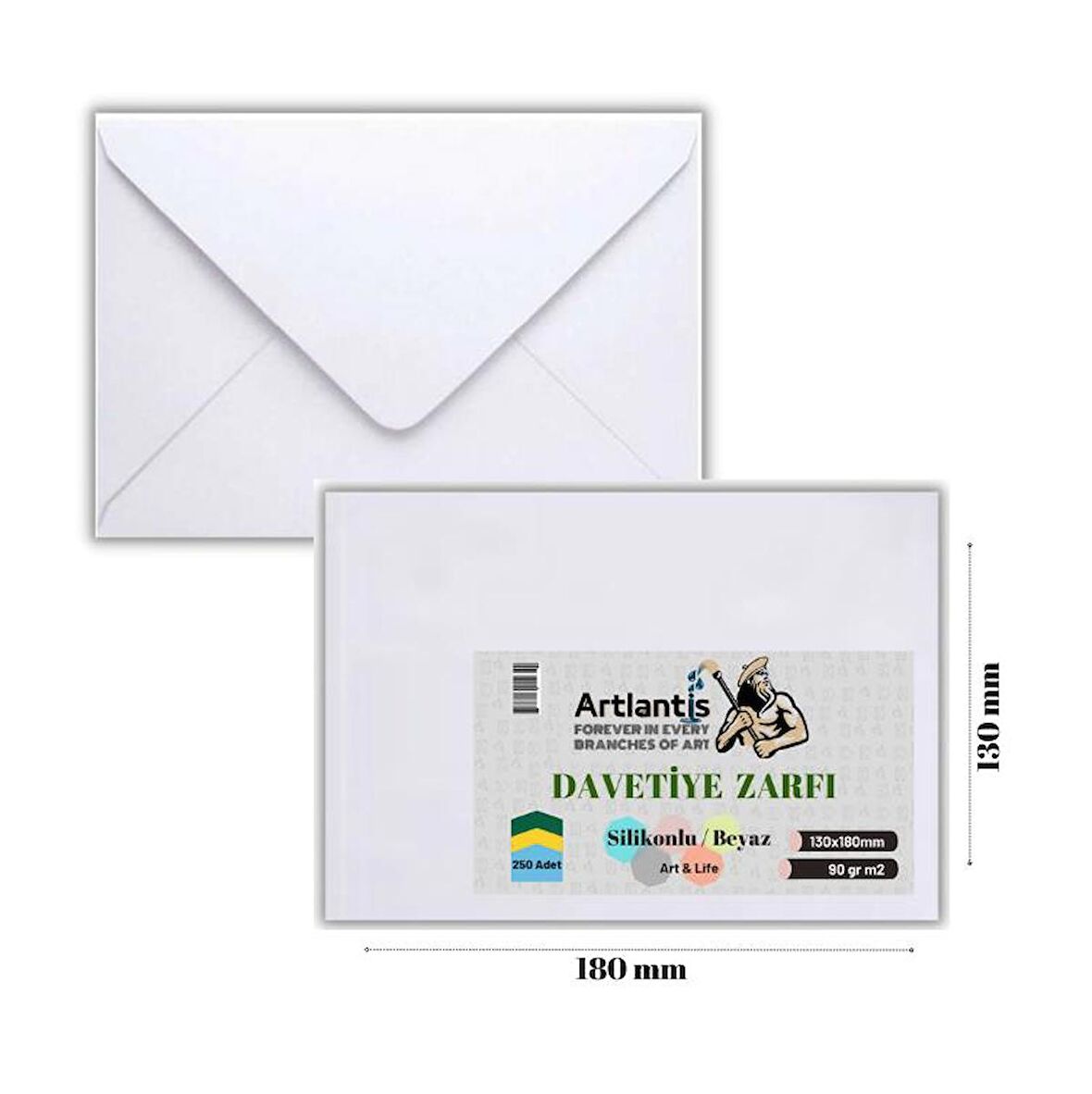 Zarf 13x18 Davetiye Zarfı Beyaz 250'li 1 Paket Artlantis Beyaz Davetiye Zarfı 13*18 250 li 1 Paket