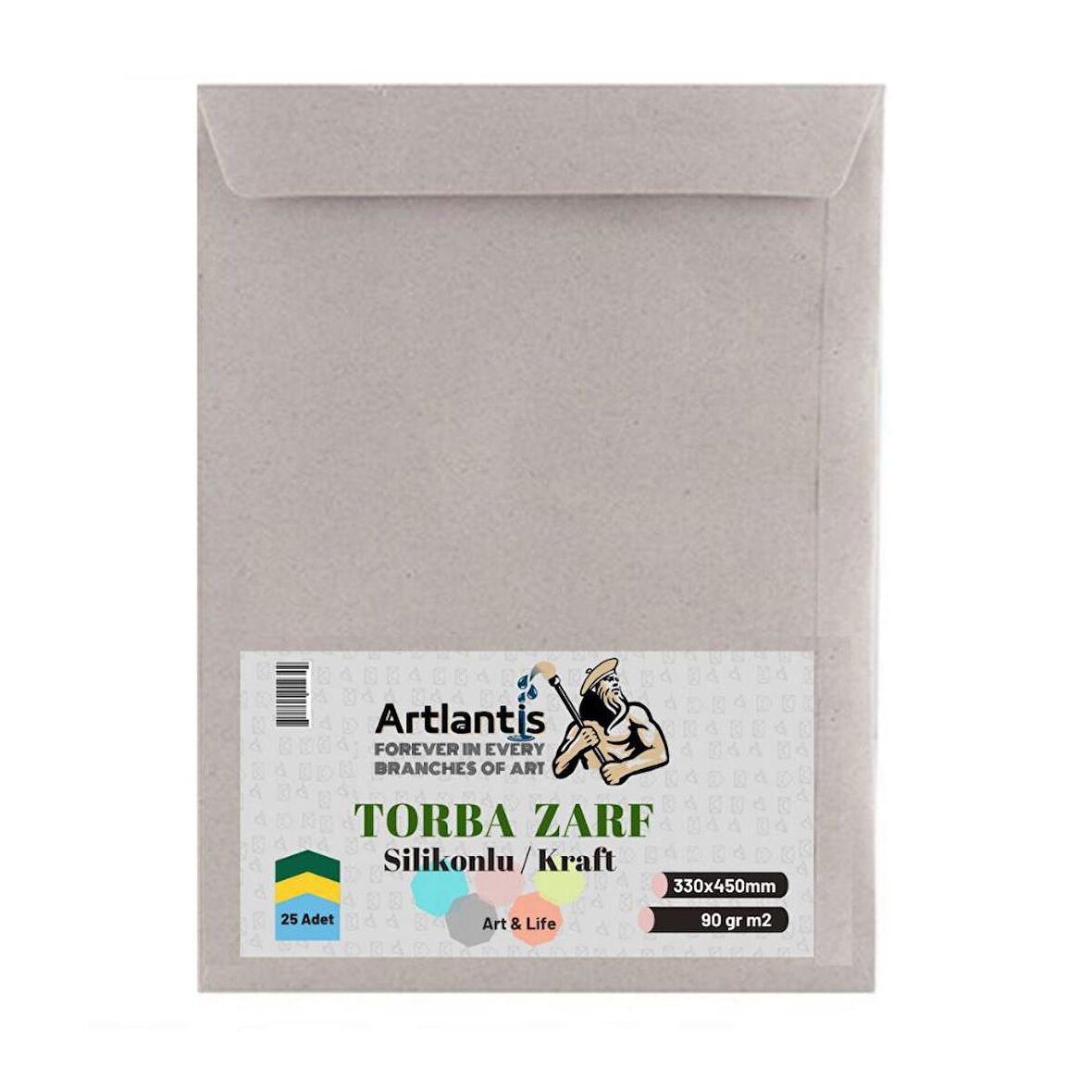 Torba Zarf 33x45 Cm Kraft 90 Gr Silikonlu 25'li 1 Paket Artlantis 330*450 Mm Torba Zarf Kraft 25 li 1 Paket