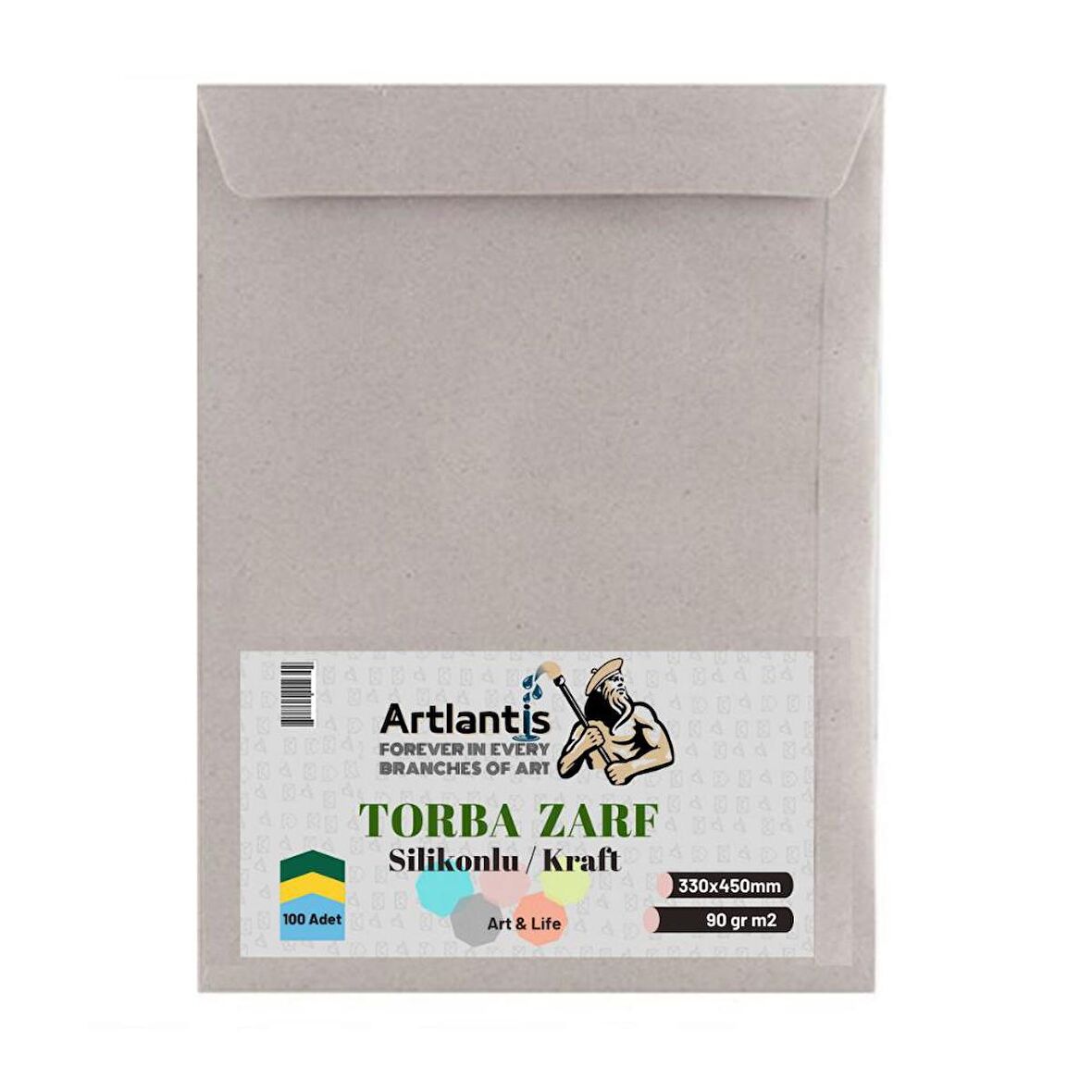 Torba Zarf 33x45 Cm Kraft 90 Gr Silikonlu 100'lü 1 Paket Artlantis 330*450 Mm Torba Zarf Kraft 100 lü 1 Paket