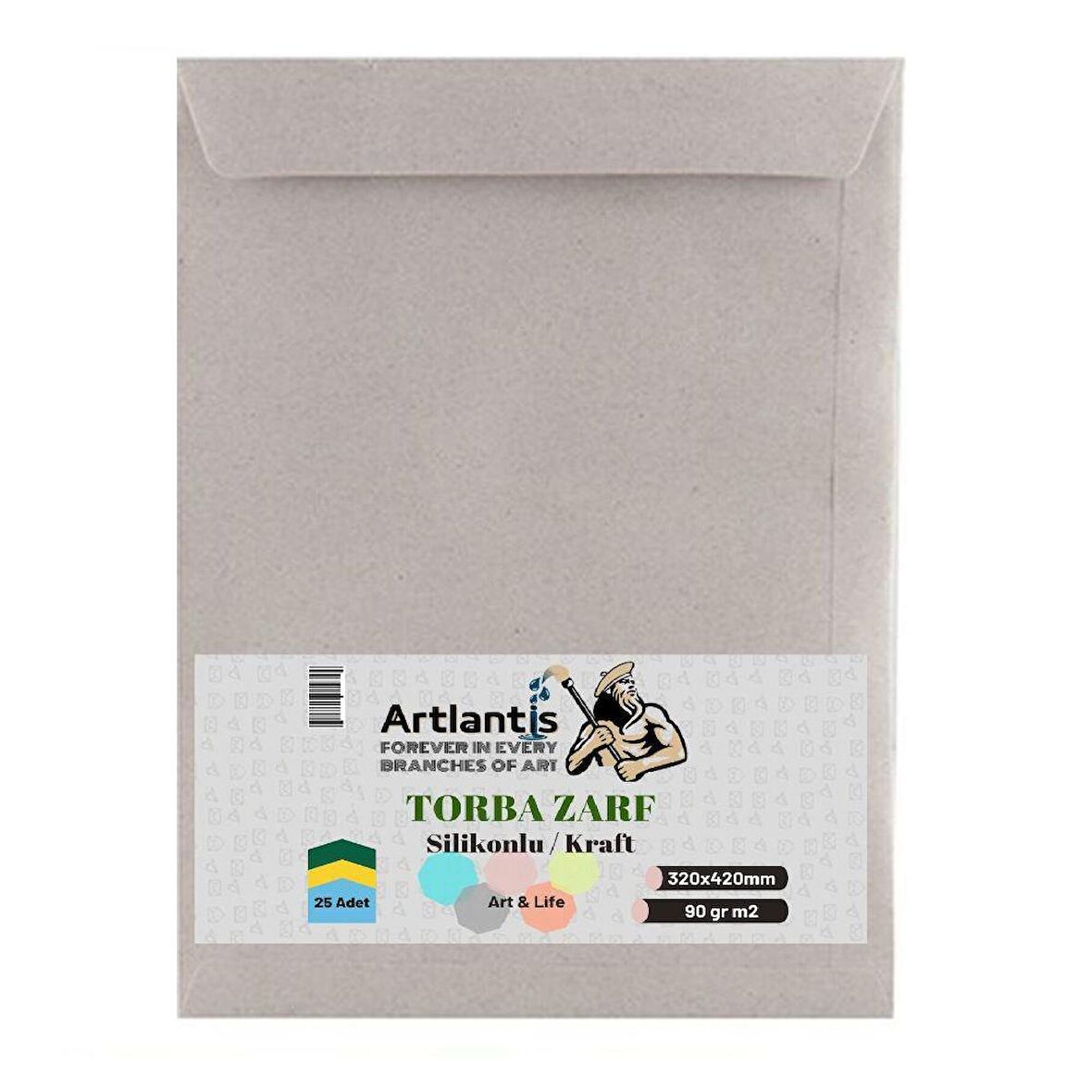 Torba Zarf 32x42 Cm Kraft 90 Gr Silikonlu 25'li 1 Paket Artlantis 320*420 Mm Torba Zarf Kraft 25 li 1 Paket