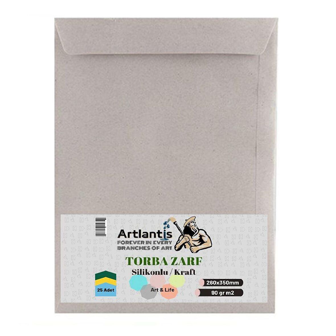 Torba Zarf 26x35 Cm Kraft 90 Gr Silikonlu 25'li 1 Paket Artlantis 260*350 Mm Torba Zarf Kraft 25 li 1 Paket