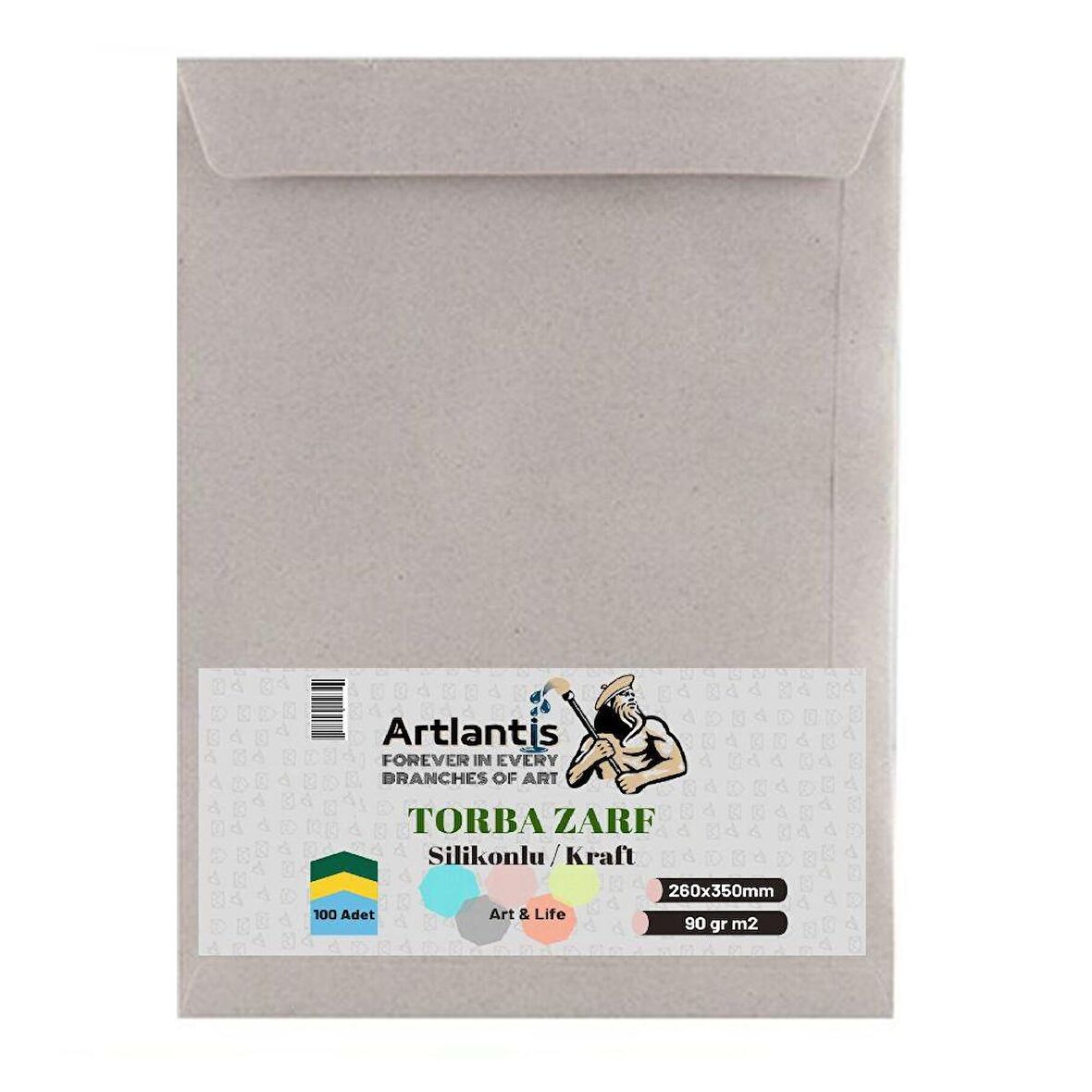 Torba Zarf 26x35 Cm Kraft 90 Gr Silikonlu 100'lü 1 Paket Artlantis 260*350 Mm Torba Zarf Kraft 100 lü 1 Paket