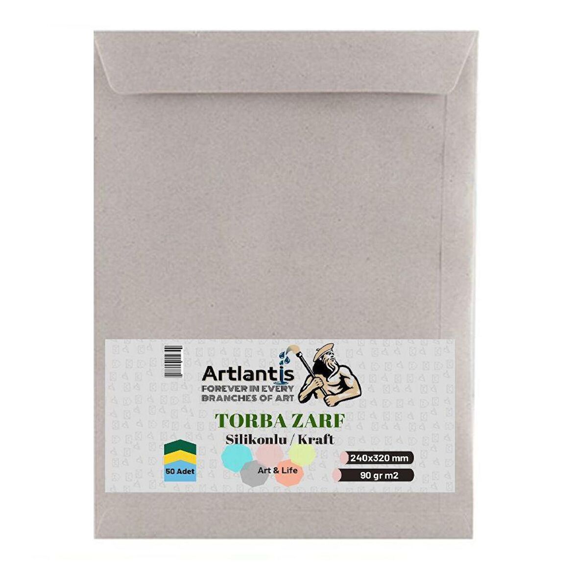 Torba Zarf 24x32 Cm Kraft 90 Gr Silikonlu 50'li 1 Paket Artlantis 240*320 Mm Torba Zarf Kraft 50 li 1 Paket