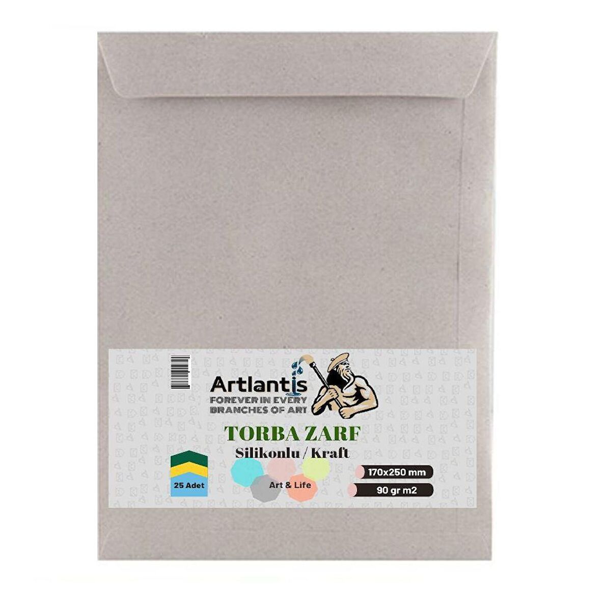 Torba Zarf 17x25 Cm Kraft 90 Gr Silikonlu 25'li 1 Paket Artlantis 170*250 Mm Torba Zarf Kraft 25 li 1 Paket