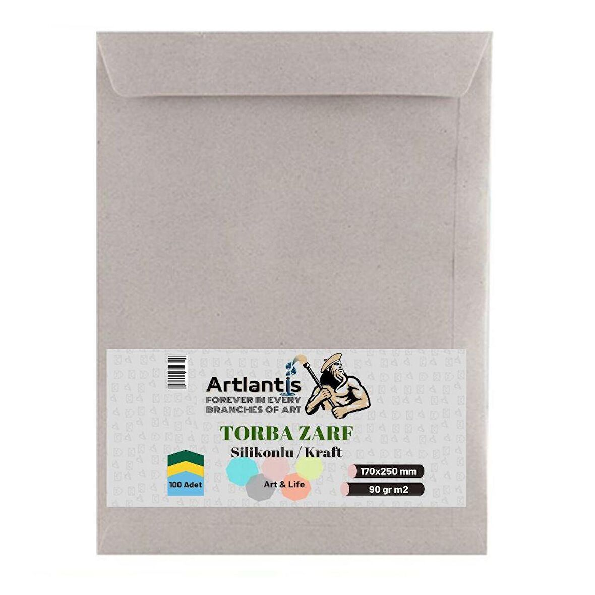 Torba Zarf 17x25 Cm Kraft 90 Gr Silikonlu 100'lü 1 Paket Artlantis 170*250 Mm Torba Zarf Kraft 100 lü 1 Paket