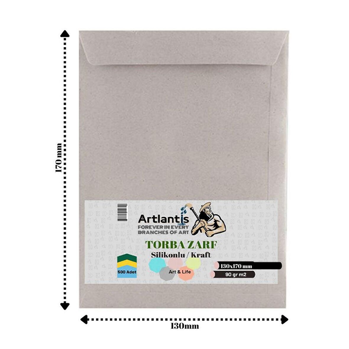 Torba Zarf 13x17 Cm Kraft 90 Gr Silikonlu 500'lü 1 Paket Artlantis 130*170 Mm Torba Zarf Kraft 500 lü 1 Paket