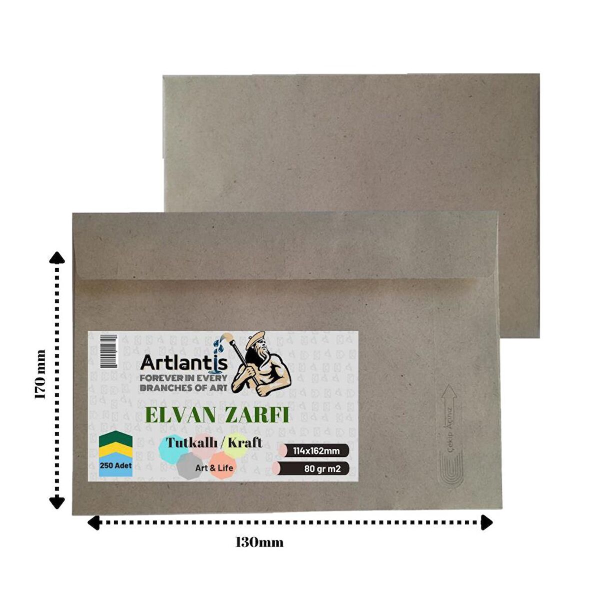 Elvan Mektup Zarf Kraft Silikonlu 114x162 Mm 250 Adet 1 Paket Artlantis Cırtlı Elvan Zarf 114*162 250 Li 1 Paket