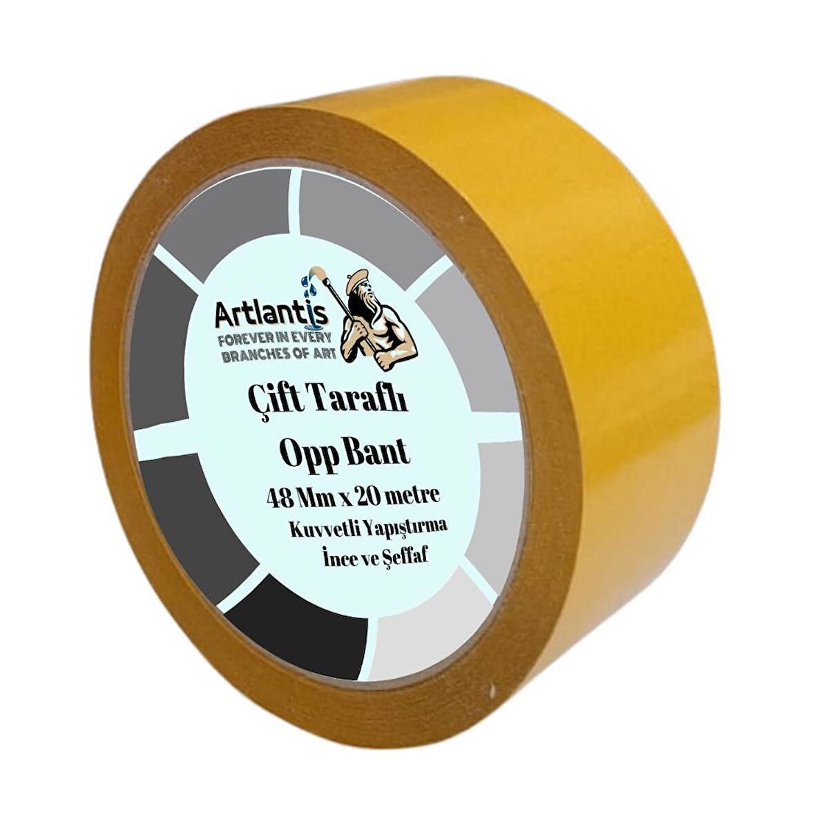Çift Taraflı Bant İnce Şeffaf 48 mm 20 Metre 1 Adet Artlantis Resim Tablo Fotoraf Halı Yapıştırıcısı 1 Adet