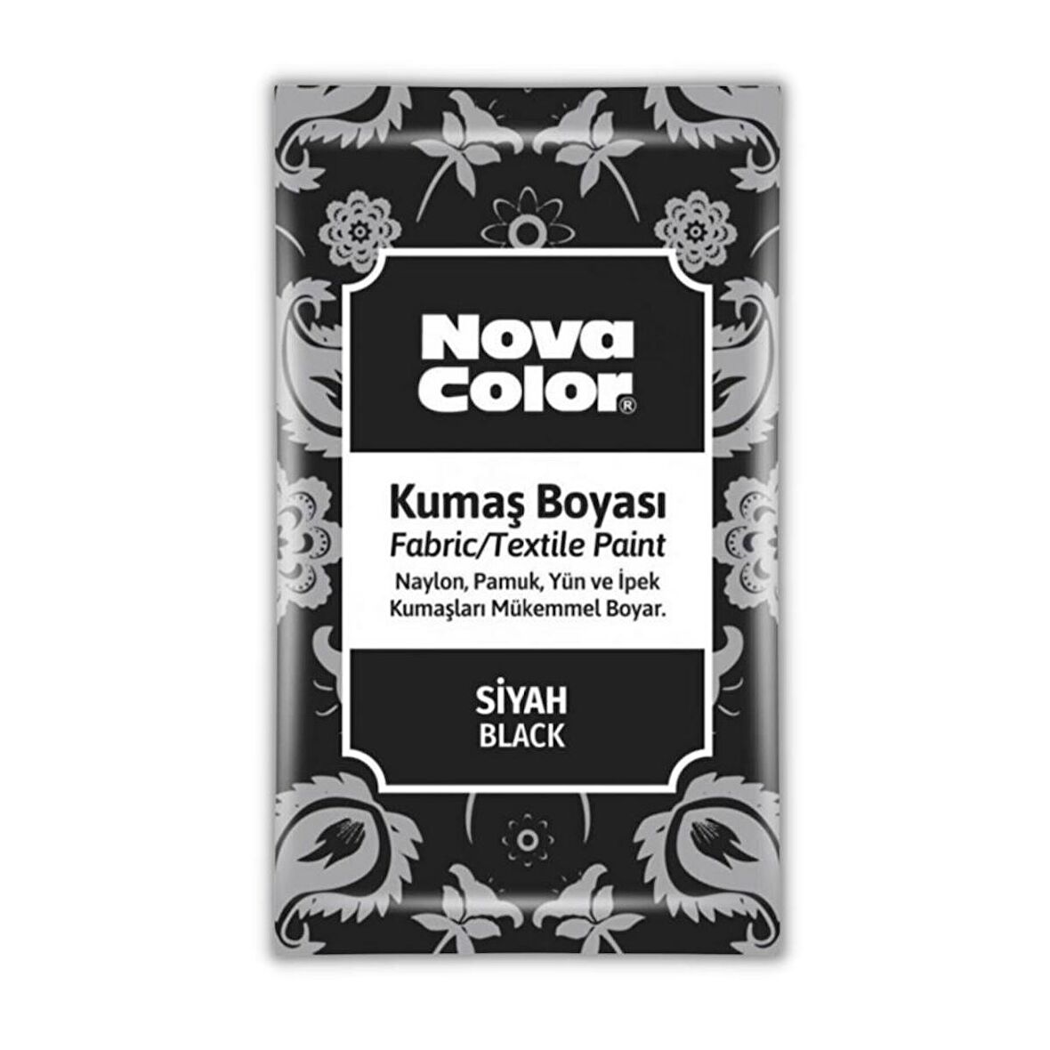 Siyah Kumaş Boyası Toz 12 gr 1 Adet Nova Color Toz Kumaş Boyası Siyah Kot Pantalon Gömlek Tişört Tekstil Kumaş Boyası 1 Adet