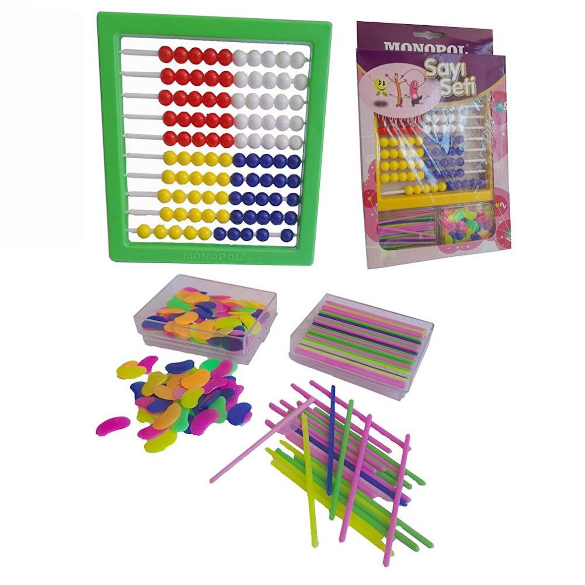 Mishap Seti Yeşil ( Abaküs Fasulye Çubuk ) 1 Paket Monopol Sayı Boncuğu Seti Yeşil