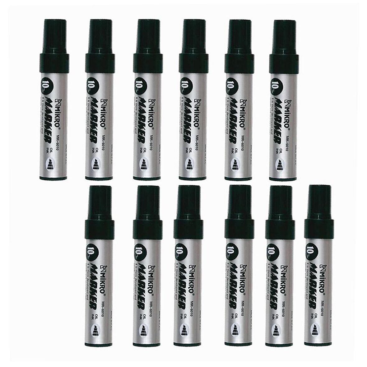 Siyah Permanent Markör Marker Kesik Uçlu Koli Kalemi Siyah 10 mm Mr-6010 12 Adet