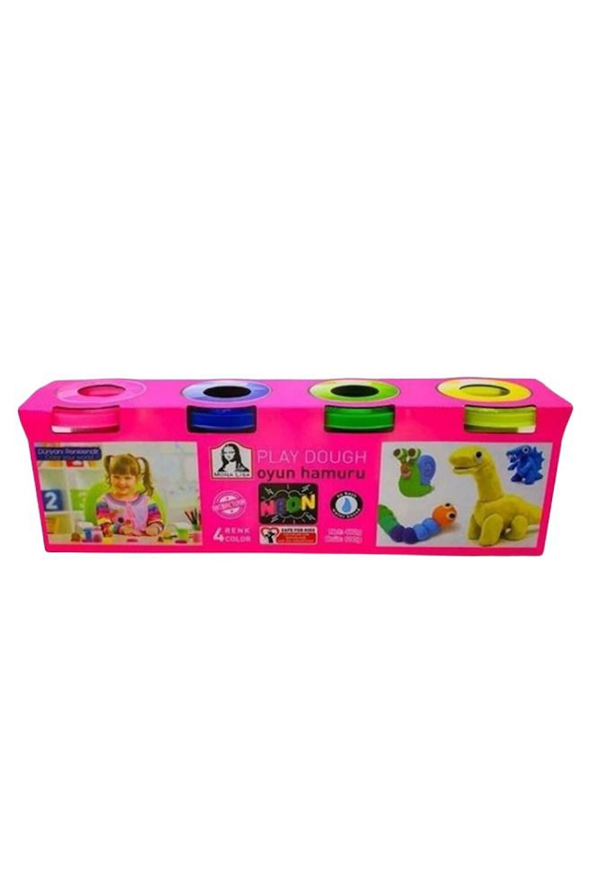 Oyun Hamuru 4 Lü Neon Renk Su Bazlı Play Dough 480 Gr1 Paket Mona Lisa Oyun Hamuru