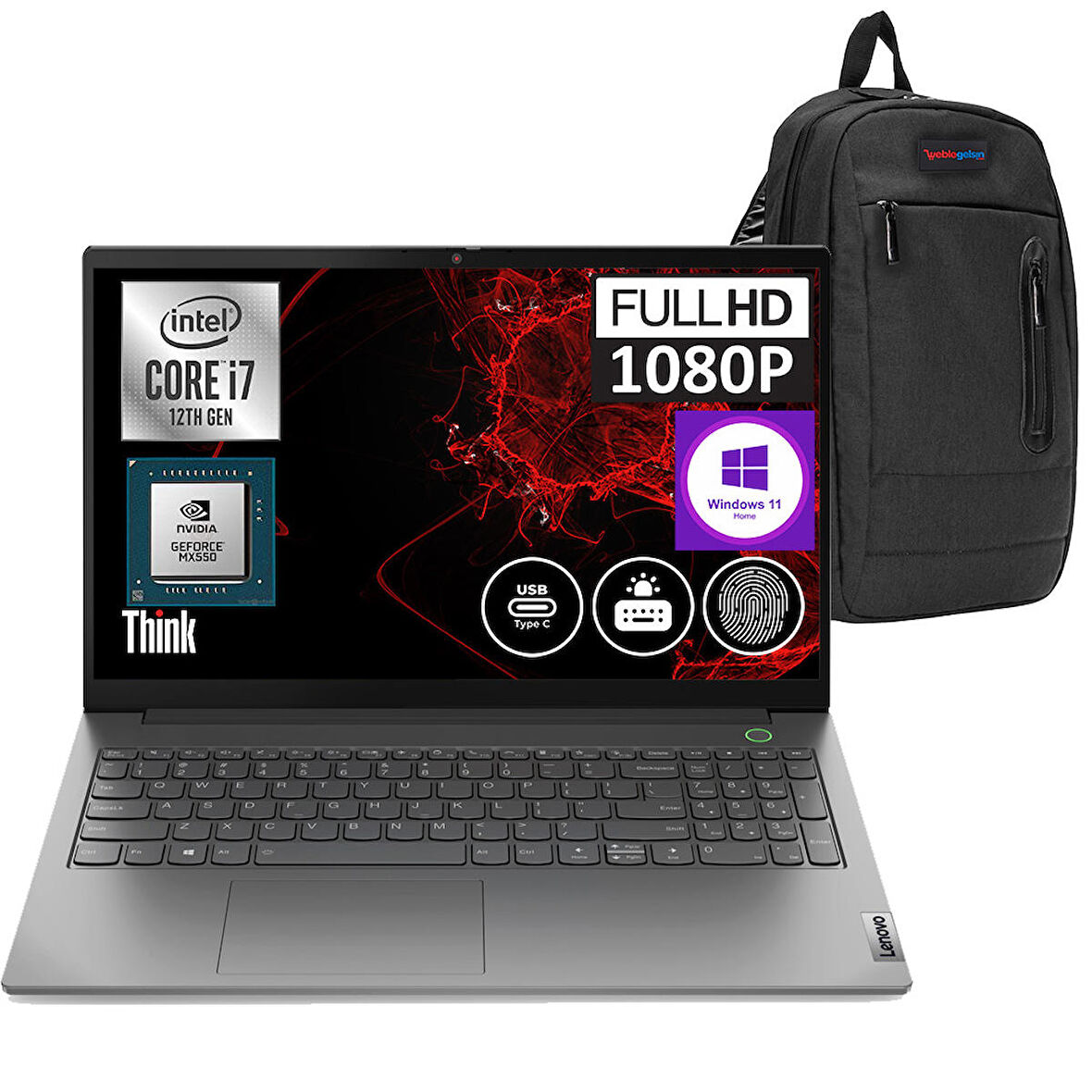 Lenovo Thinkbook 15 GEN4 Intel Core i7 1255U 16GB 512GB SSD MX550-2GB Windows 11 Home 15.6" FHD Taşınabilir Bilgisayar 21DJ00G9TX10+ Zetta Çanta