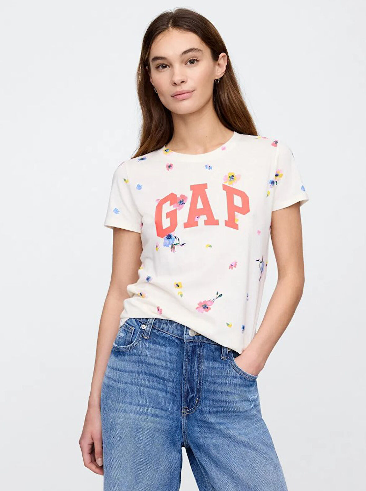 Gap Logo T-Shirt V-Ss Logo Classic Tee Kadın 729555015 Tişört