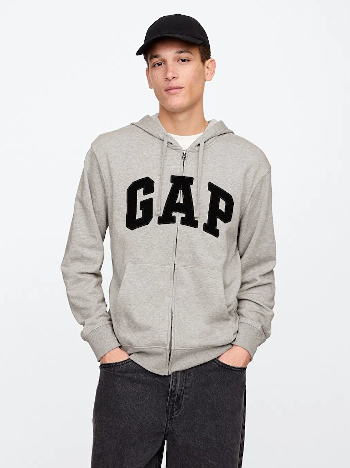 Gap V-Frch Ft Herıtage Logo Po Fz - 868454009 Erkek Kapüşonlu Fermuarlı Sweatshirt