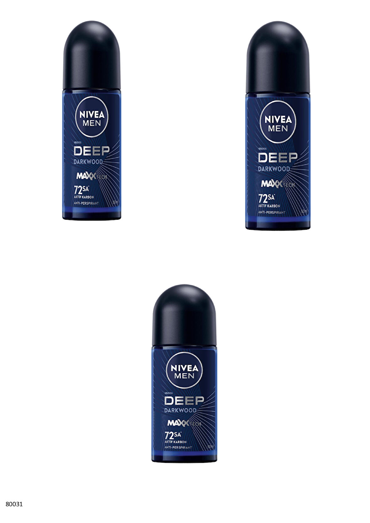 80031 NIVEA MEN DEEP DARKWOOD ROLL-ON  3 ADET