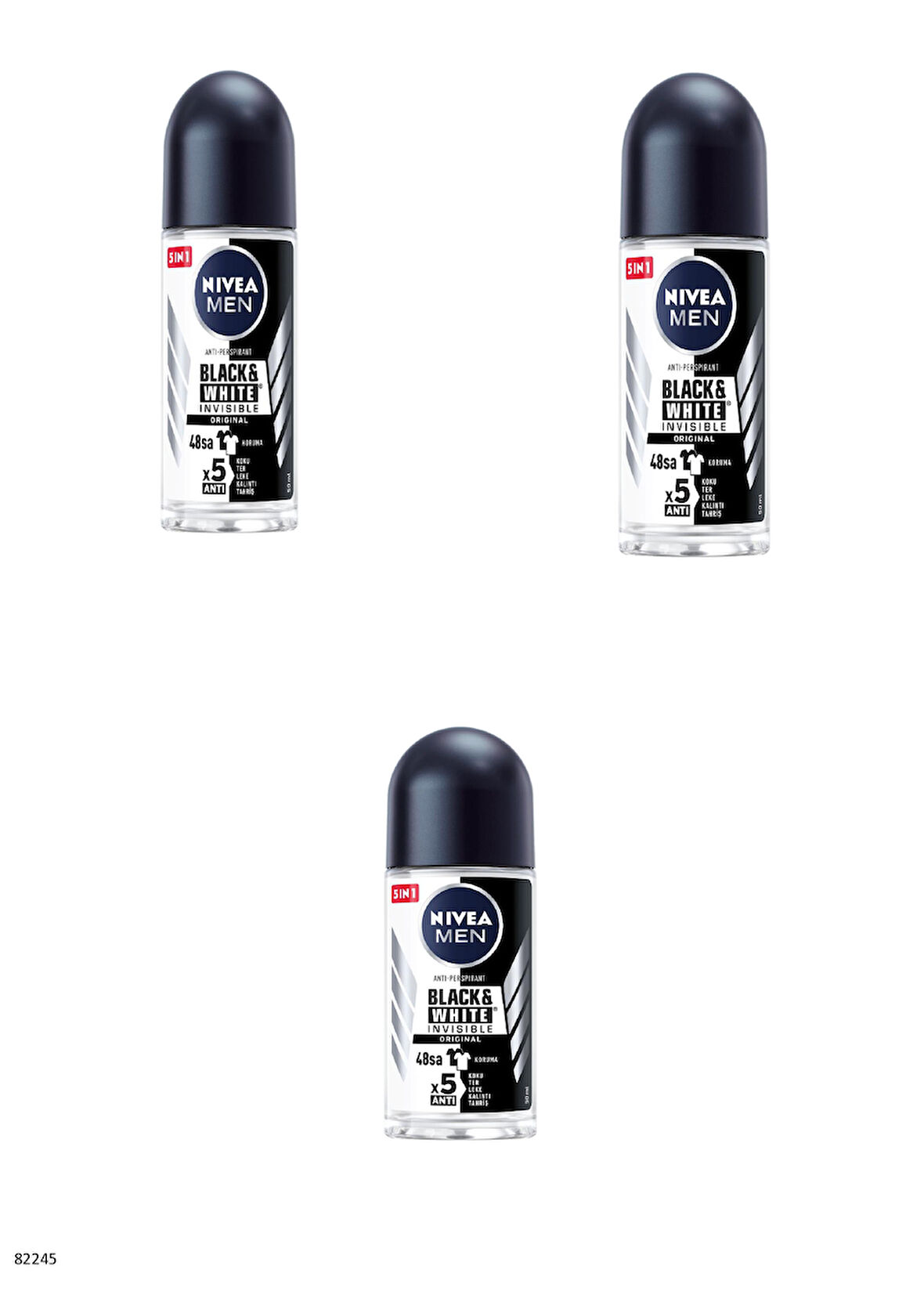 82245 NIVEA MEN BLACK & WHITE ORIGINAL ROLL-ON  3 ADET