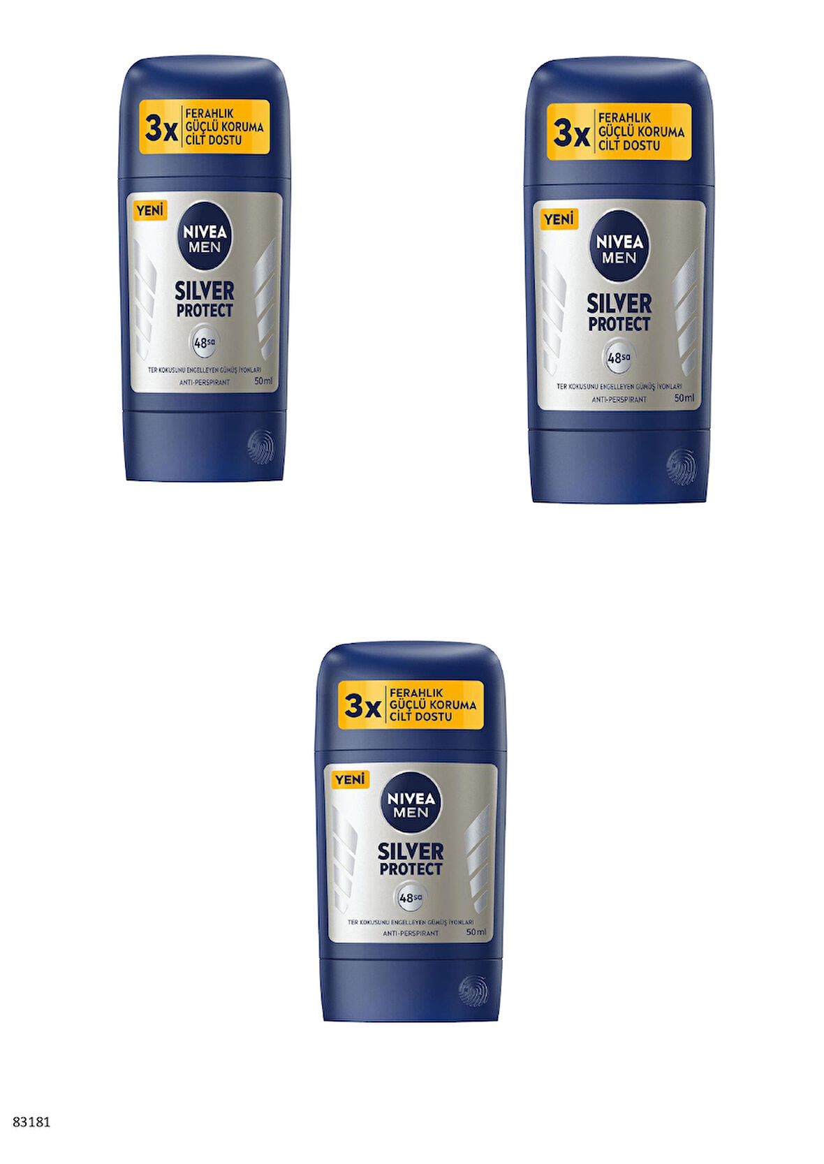 83181 NIVEA MEN SILVER PROTECT STICK  3 ADET
